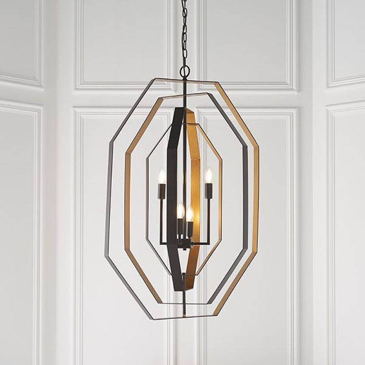 Tejo 4Lt Pendant Ceiling Light Aged Bronze Effect & Antique Gold Paint - Comet Lighting