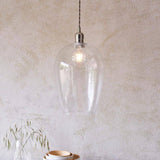 Terek Large Pendant Ceiling Light Bright Nickel w/ Clear Hammered Glass - Comet Lighting