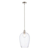 Terek Large Pendant Ceiling Light Bright Nickel w/ Clear Hammered Glass - Comet Lighting