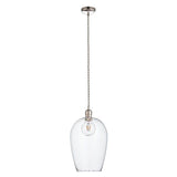 Terek Large Pendant Ceiling Light Bright Nickel w/ Clear Hammered Glass - Comet Lighting