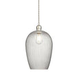 Terek Large Pendant Ceiling Light Bright Nickel w/ Clear Ribbed Glass - Comet Lighting