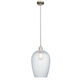 Terek Large Pendant Ceiling Light Bright Nickel w/ Clear Ribbed Glass - Comet Lighting