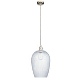 Terek Large Pendant Ceiling Light Bright Nickel w/ Clear Ribbed Glass - Comet Lighting