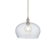 Terek Medium Pendant Ceiling Light Bright Nickel w/ Clear Hammered Glass - Comet Lighting