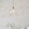 Terek Medium Pendant Ceiling Light Bright Nickel w/ Clear Hammered Glass - Comet Lighting