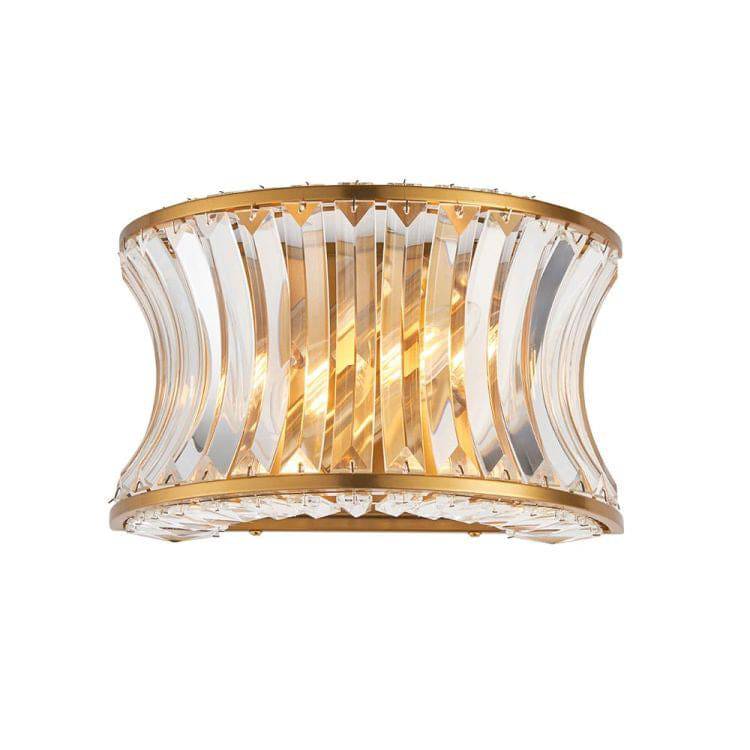 Tirso 2Lt Wall Light Brushed Warm Brass w/ Concave Clear Glass - Comet Lighting