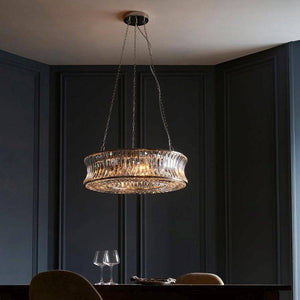 Tirso 6Lt Chandelier Bright Nickel w/ Concave Clear Glass - Comet Lighting