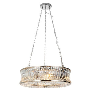 Tirso 6Lt Chandelier Bright Nickel w/ Concave Clear Glass - Comet Lighting