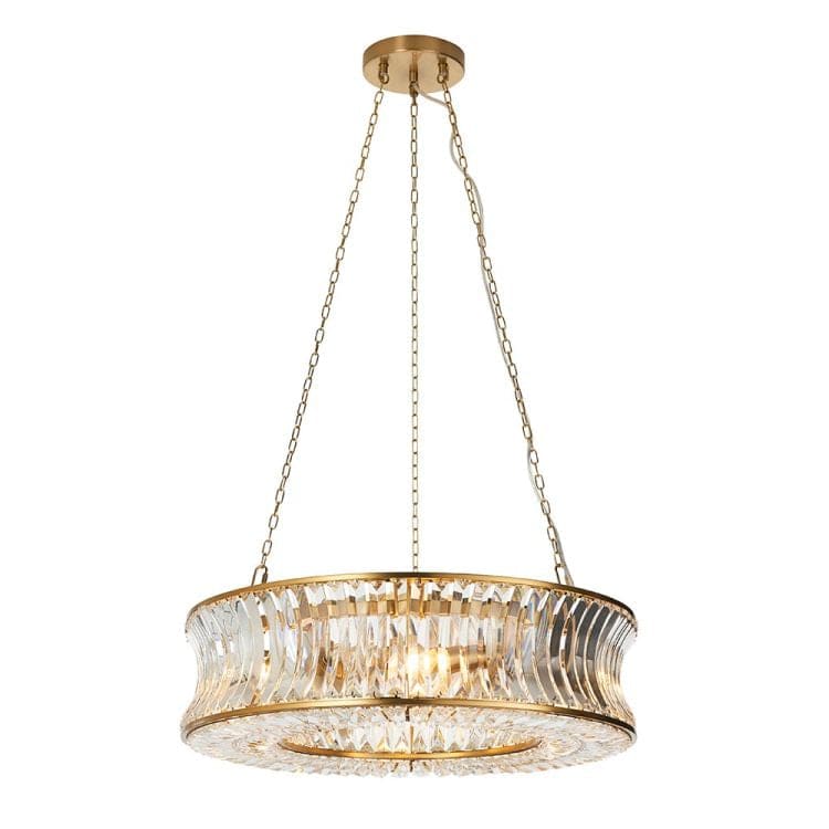 Tirso 6Lt Chandelier Brushed Warm Brass w/ Concave Clear Glass - Comet Lighting