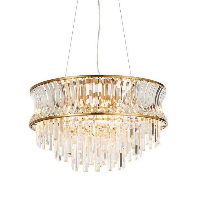 Tirso 9Lt Chandelier Brushed Warm Brass w/ Concave Clear Glass - Comet Lighting