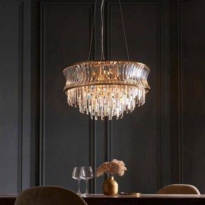 Tirso 9Lt Chandelier Brushed Warm Brass w/ Concave Clear Glass - Comet Lighting