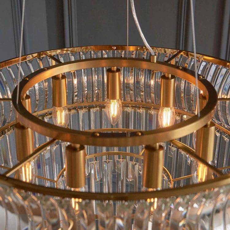 Tirso 9Lt Chandelier Brushed Warm Brass w/ Concave Clear Glass - Comet Lighting