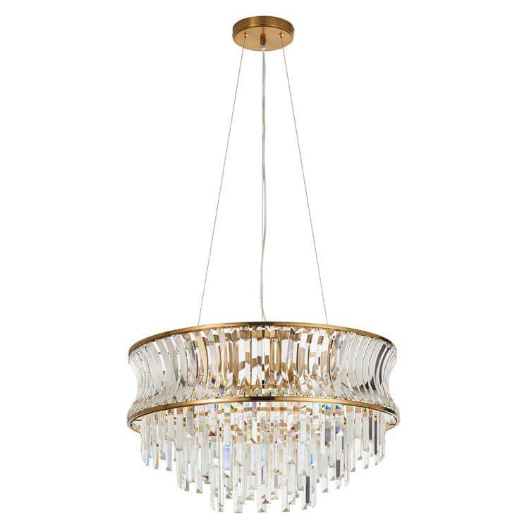 Tirso 9Lt Chandelier Brushed Warm Brass w/ Concave Clear Glass - Comet Lighting