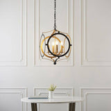 Tweed 4Lt Pendant Ceiling Light Matt Black & Gold Paint - Comet Lighting