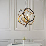 Tweed 4Lt Pendant Ceiling Light Matt Black & Gold Paint - Comet Lighting