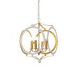 Tweed 4Lt Pendant Ceiling Light Matt White & Gold Paint - Comet Lighting