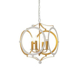 Tweed 4Lt Pendant Ceiling Light Matt White & Gold Paint - Comet Lighting