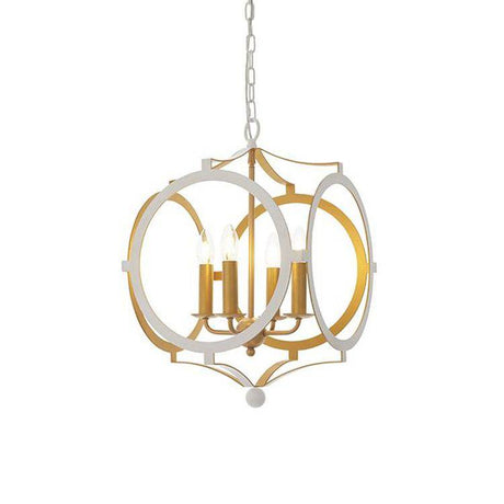 Tweed 4Lt Pendant Ceiling Light Matt White & Gold Paint - Comet Lighting