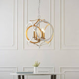 Tweed 4Lt Pendant Ceiling Light Matt White & Gold Paint - Comet Lighting