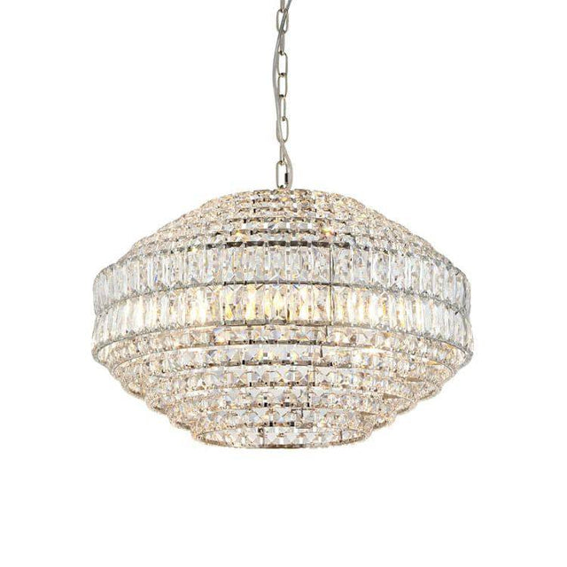 Ubangi 5Lt Pendant Ceiling Light Bright Nickel w/ Clear Crystal Glass - Comet Lighting