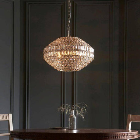 Ubangi 5Lt Pendant Ceiling Light Bright Nickel w/ Clear Crystal Glass - Comet Lighting