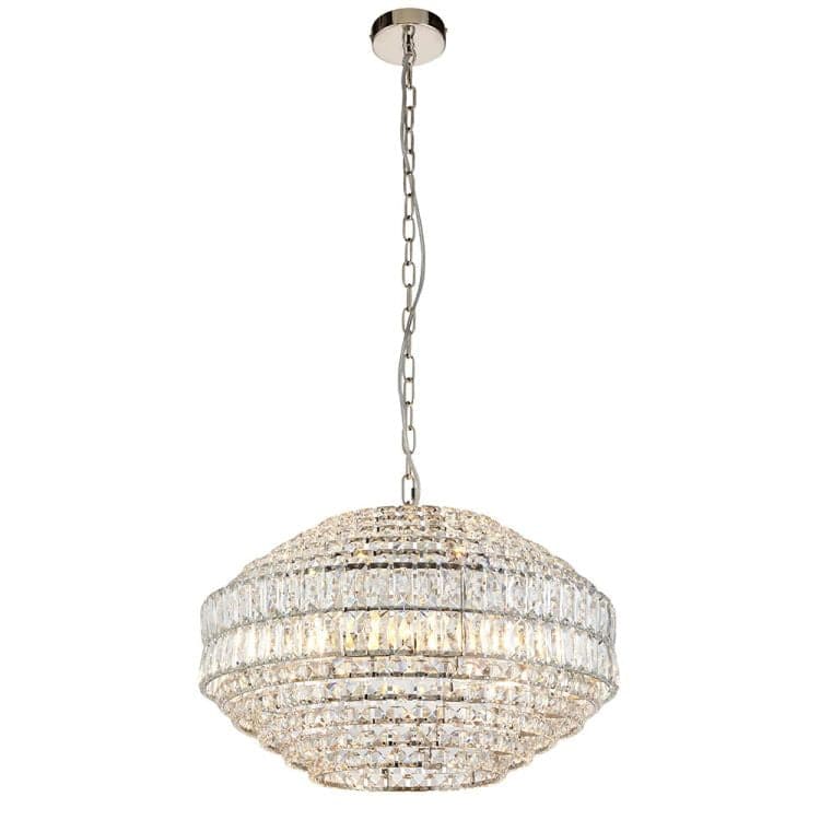 Ubangi 5Lt Pendant Ceiling Light Bright Nickel w/ Clear Crystal Glass - Comet Lighting