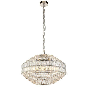 Ubangi 5Lt Pendant Ceiling Light Bright Nickel w/ Clear Crystal Glass - Comet Lighting