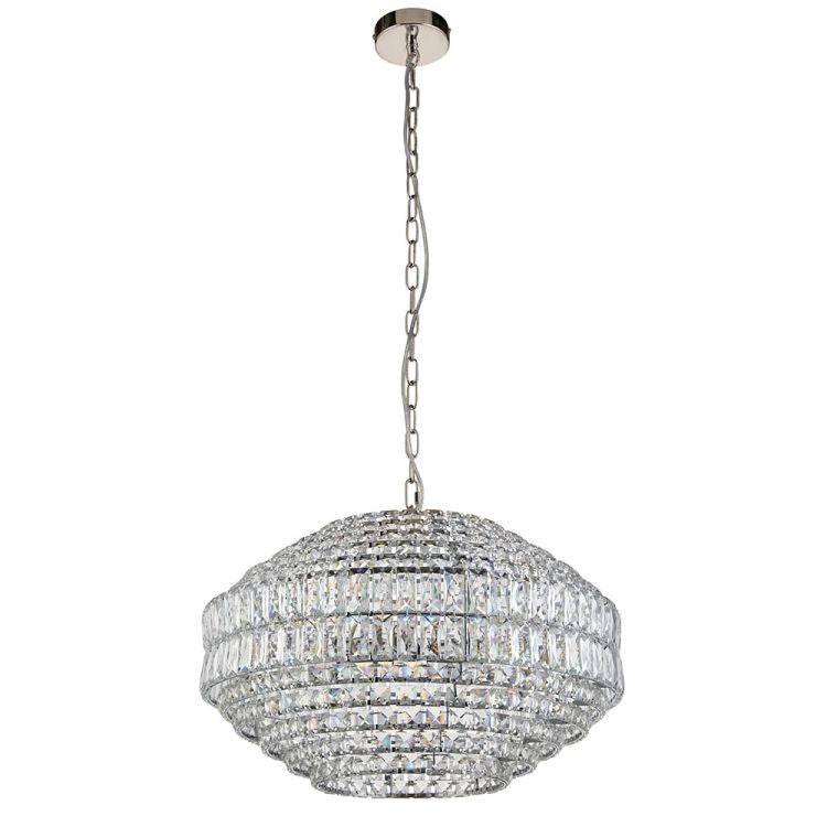 Ubangi 5Lt Pendant Ceiling Light Bright Nickel w/ Clear Crystal Glass - Comet Lighting