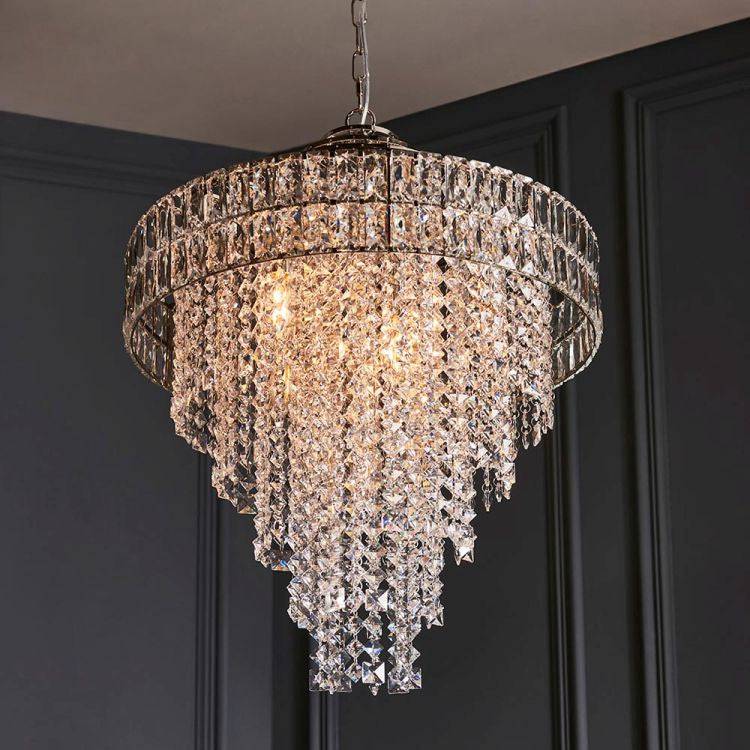 Ubangi 7Lt Chandelier Bright Nickel w/ Clear Crystal Glass - Comet Lighting