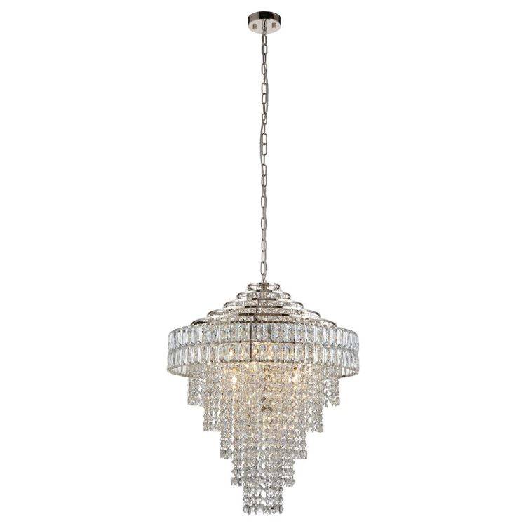 Ubangi 7Lt Chandelier Bright Nickel w/ Clear Crystal Glass - Comet Lighting