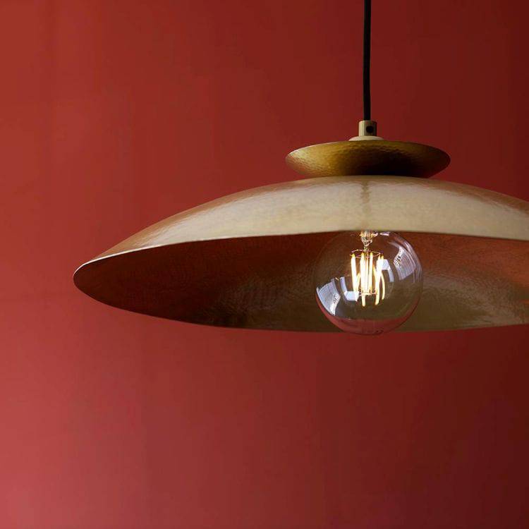 Vitim Disc Pendant Ceiling Light Brass Hammered - Comet Lighting