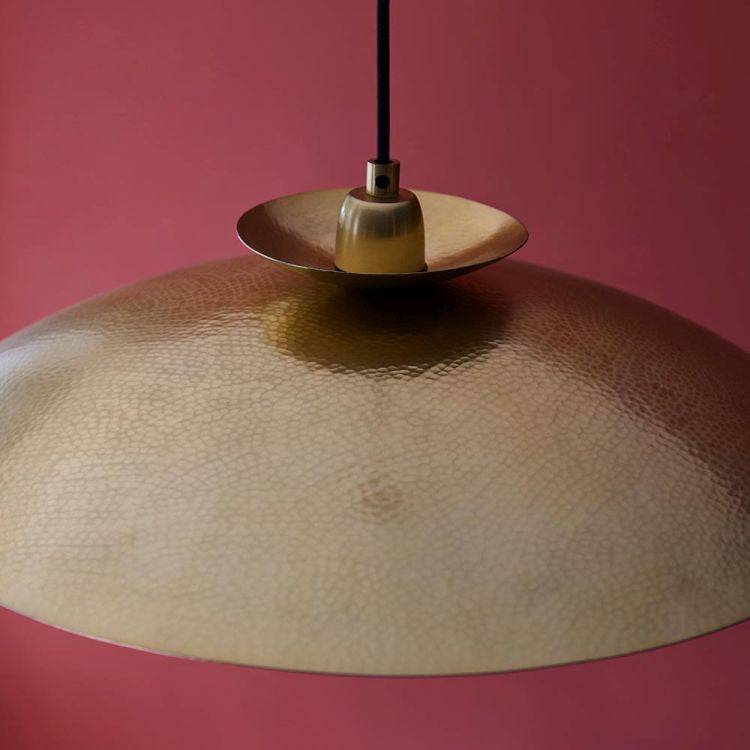 Vitim Disc Pendant Ceiling Light Brass Hammered - Comet Lighting