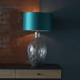 Welland Table Lamp (Base Only) Charcoal Artisan Glass & Matt Antique Brass Plate - Comet Lighting