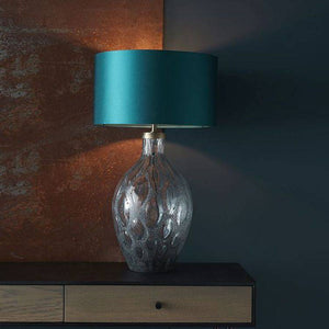 Welland Table Lamp (Base Only) Charcoal Artisan Glass & Matt Antique Brass Plate - Comet Lighting