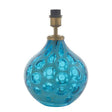 Welland Table Lamp (Base Only) Teal Artisan Glass & Matt Antique Brass Plate - Comet Lighting