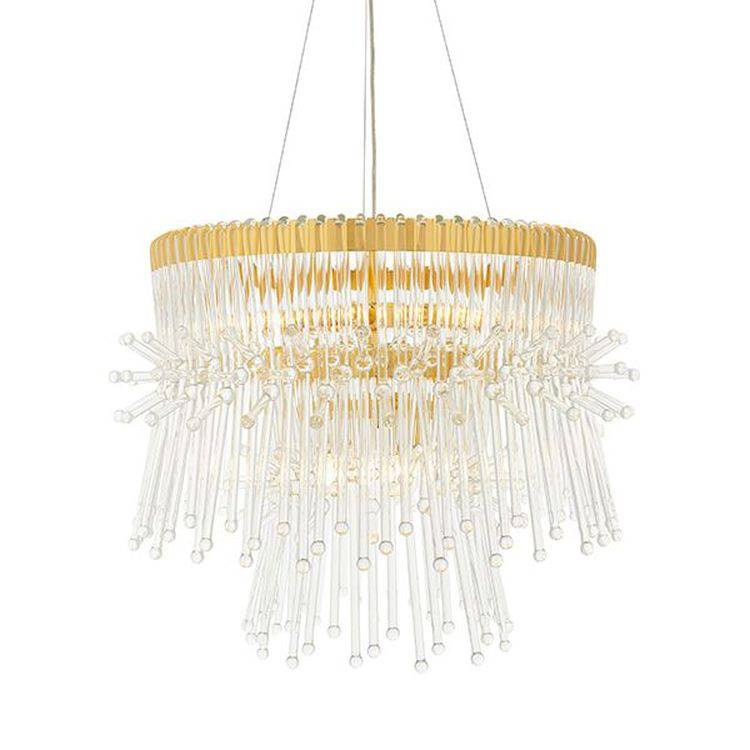 Wharfe 9Lt Pendant Ceiling Light Polished Gold Plated Finish With Clear Glass - Comet Lighting