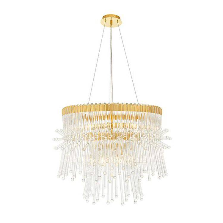 Wharfe 9Lt Pendant Ceiling Light Polished Gold Plated Finish With Clear Glass - Comet Lighting