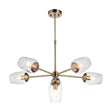 Wilmot 6Lt Pendant Ceiling Light Antique Brass w/ Clear Glass & Adjustable Stem - Comet Lighting