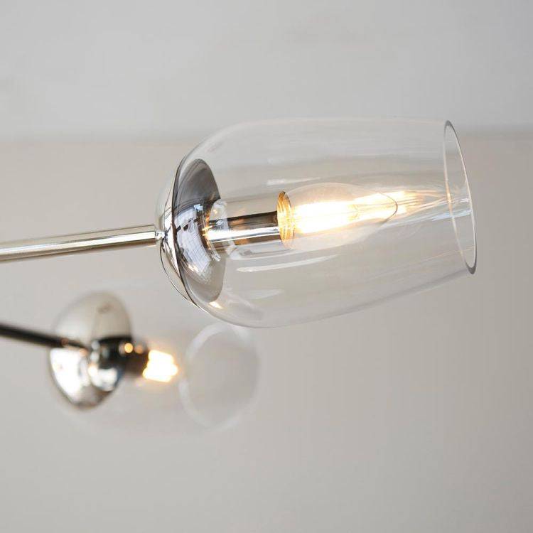 Wilmot 6Lt Pendant Ceiling Light Bright Nickel w/ Clear Glass & Adjustable Stem - Comet Lighting