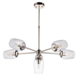 Wilmot 6Lt Pendant Ceiling Light Bright Nickel w/ Clear Glass & Adjustable Stem - Comet Lighting