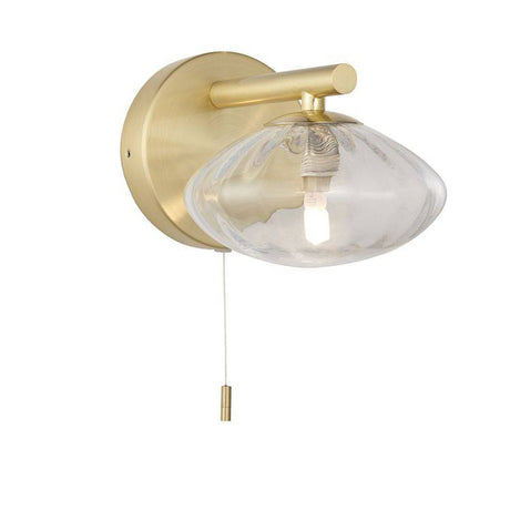 Yarqon Wall Light Brushed Gold w/ Ribbed Glass - Comet Lighting