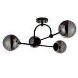 Yonne 4Lt Semi-Flush Ceiling Light Matt Black w/ Grey Tinted Glass - Comet Lighting