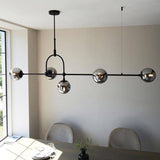 Yonne 5Lt Linear Pendant Ceiling Light Matt Black w/ Grey Tinted Glass - Comet Lighting