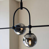 Yonne 5Lt Linear Pendant Ceiling Light Matt Black w/ Grey Tinted Glass - Comet Lighting