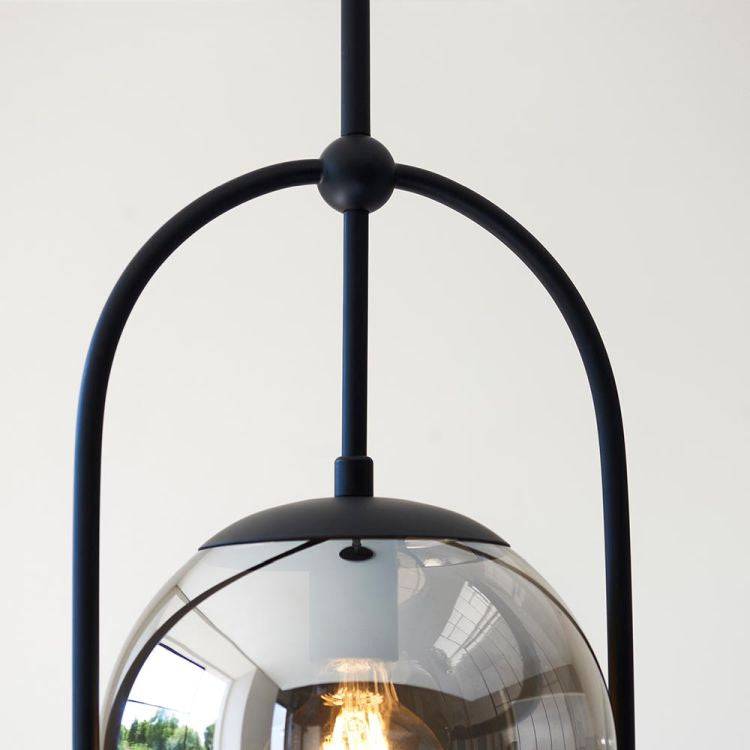 Yonne Pendant Ceiling Light Matt Black w/ Grey Tinted Glass - Comet Lighting