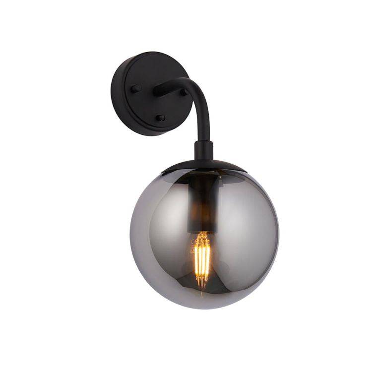 Yonne Wall Light Matt Black w/ Grey Tinted Glass - Comet Lighting