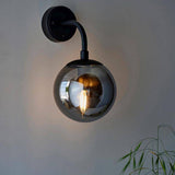 Yonne Wall Light Matt Black w/ Grey Tinted Glass - Comet Lighting