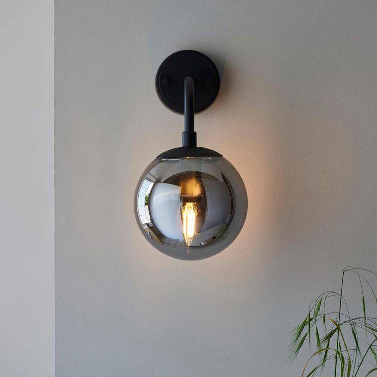 Yonne Wall Light Matt Black w/ Grey Tinted Glass - Comet Lighting