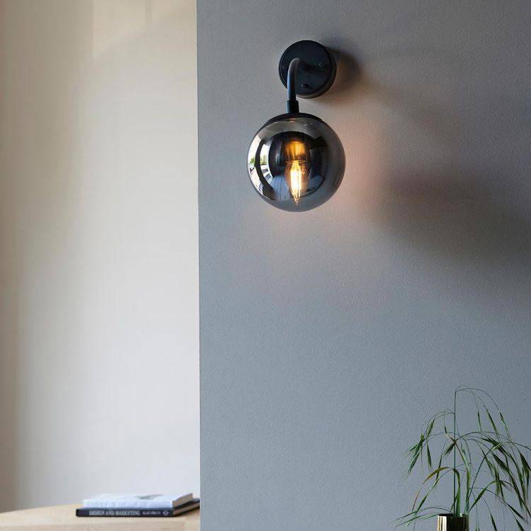 Yonne Wall Light Matt Black w/ Grey Tinted Glass - Comet Lighting