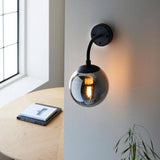 Yonne Wall Light Matt Black w/ Grey Tinted Glass - Comet Lighting